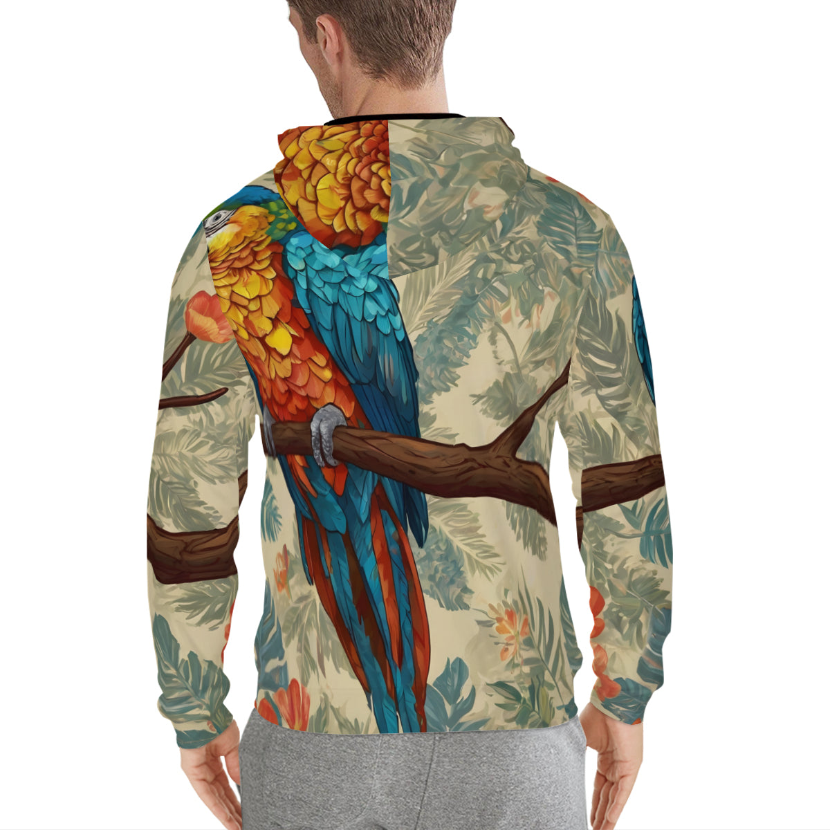 Parrot Design Men's Zip Hoodie