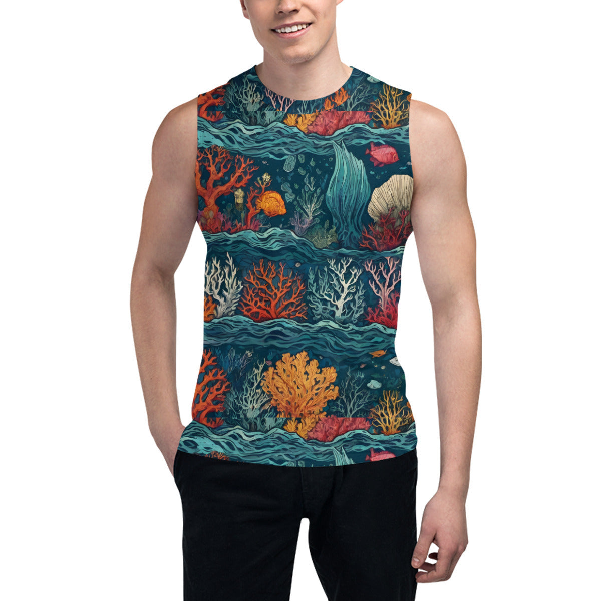 Under Sea Beauty All-Over Print Men's Sleeveless Vest｜Polyester