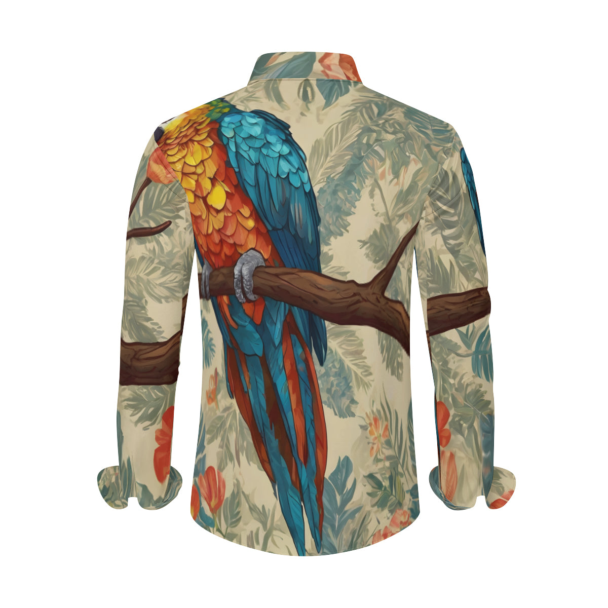 Parrot Design Men's Classic Long-Sleeved Shirt | Polyester