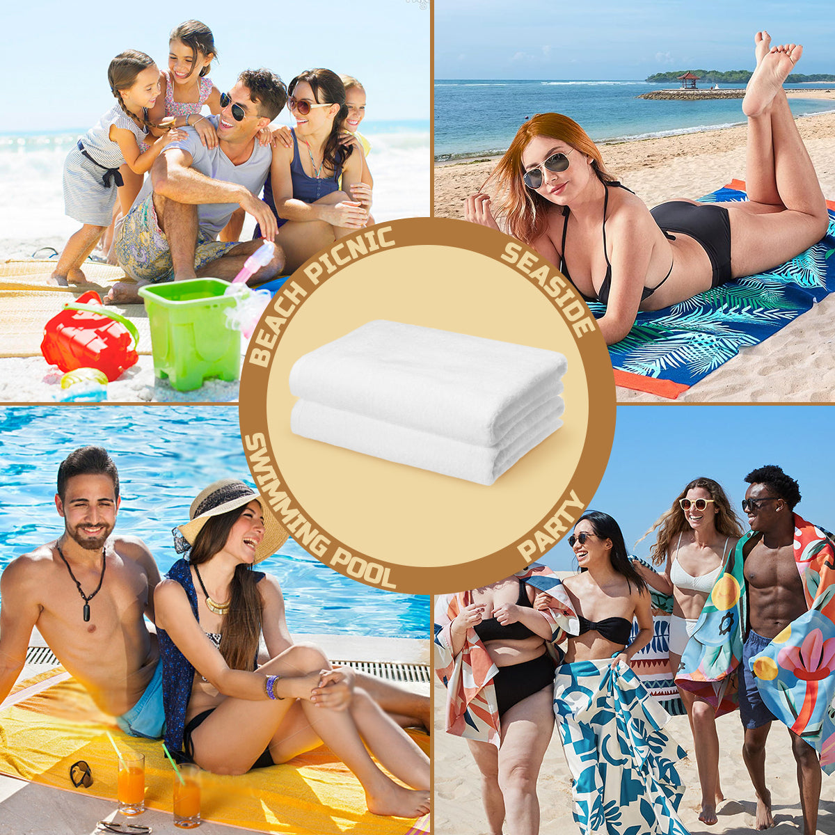Strip Design Single-Sided Printed Beach Towel | 52% Polyester And 48% Cotton