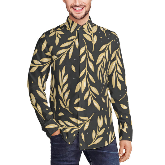 Golden Branches Men's Classic Long-Sleeved Shirt