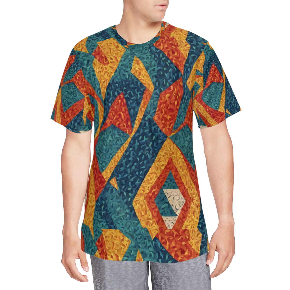 Abstract Pattern O-Neck Vintage Men's T-Shirt | Velvet