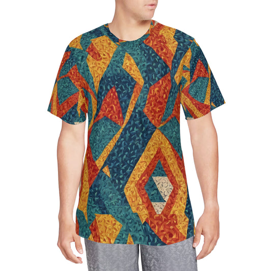 Abstract Pattern O-Neck Vintage Men's T-Shirt | Velvet