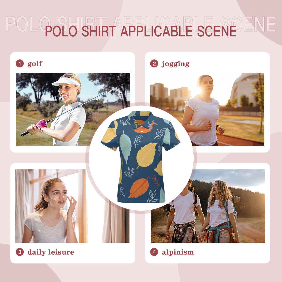 Beautiful Floral Women's Short-Sleeved Polo Shirt