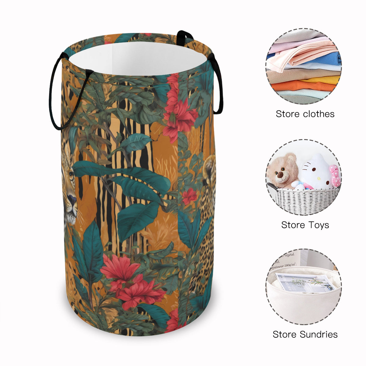 Warrior Leopard Large Capacity Foldable Laundry Basket | Polyester