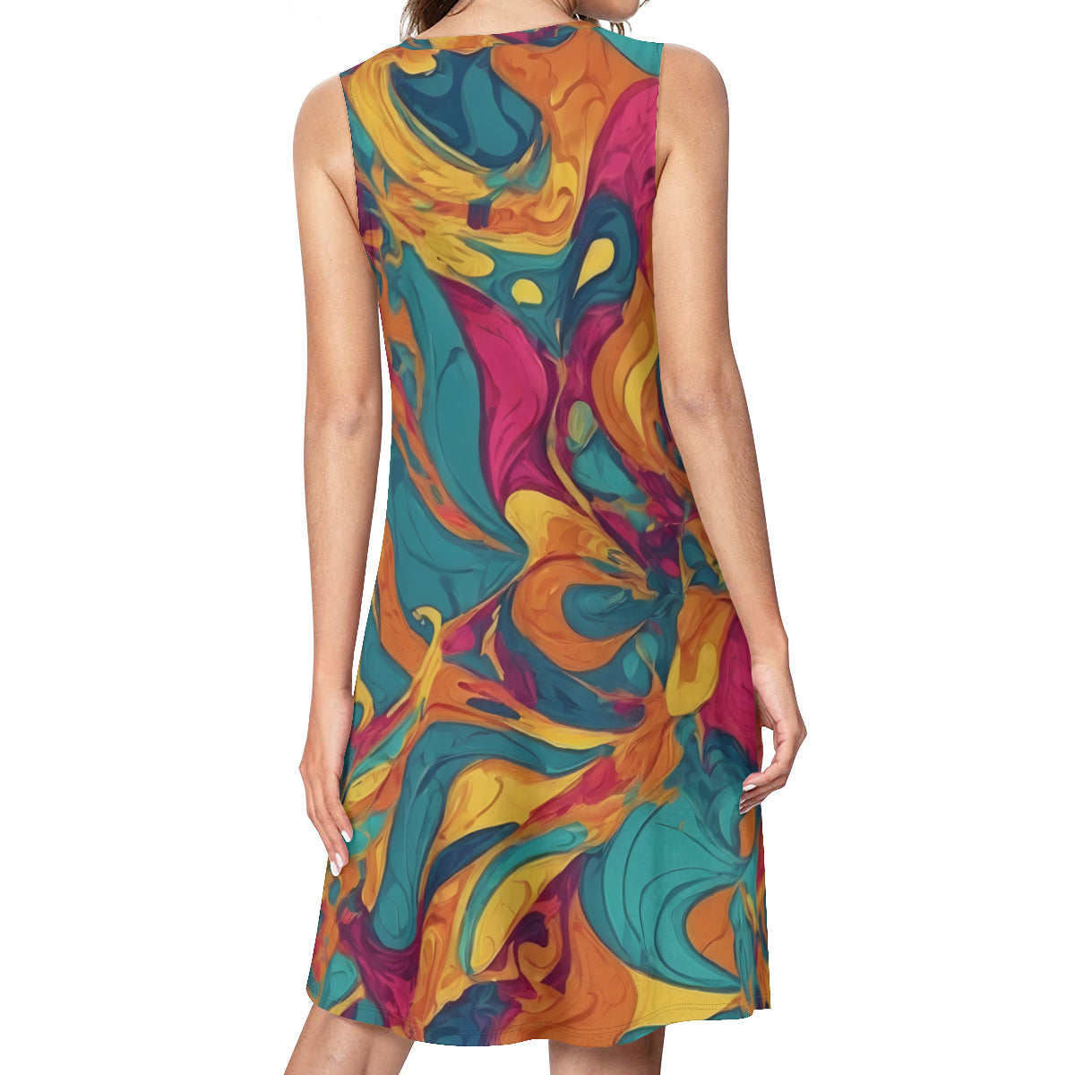 Colorful Pattern Women's Casual Dress | Polyester