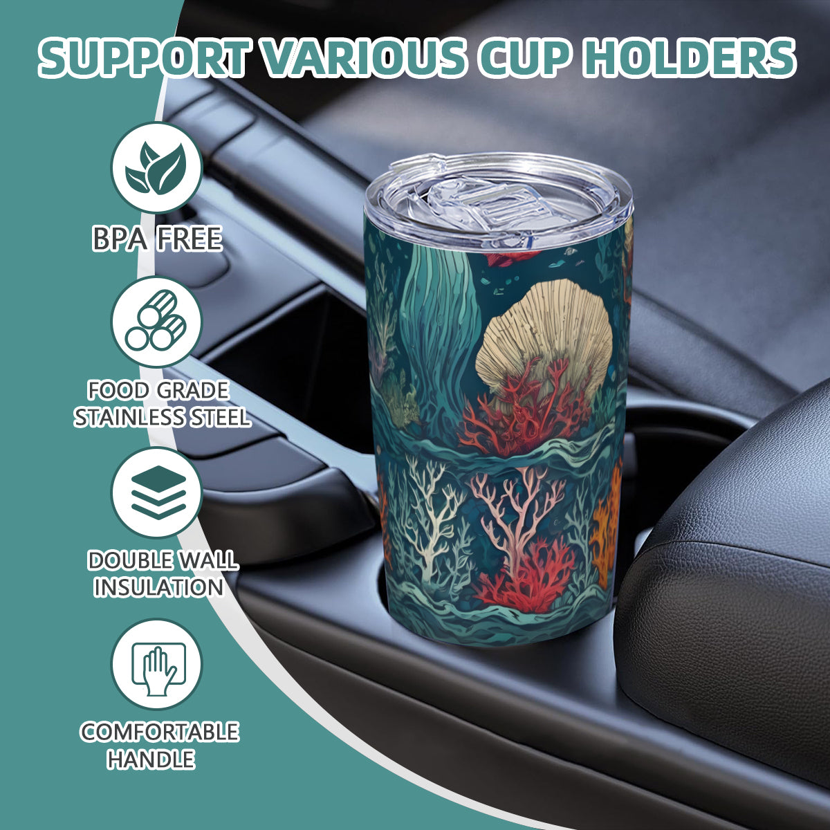 Under Sea Beauty Outdoor Travel Carry Tumbler (600ml/20oz) | Stainless Steel 304
