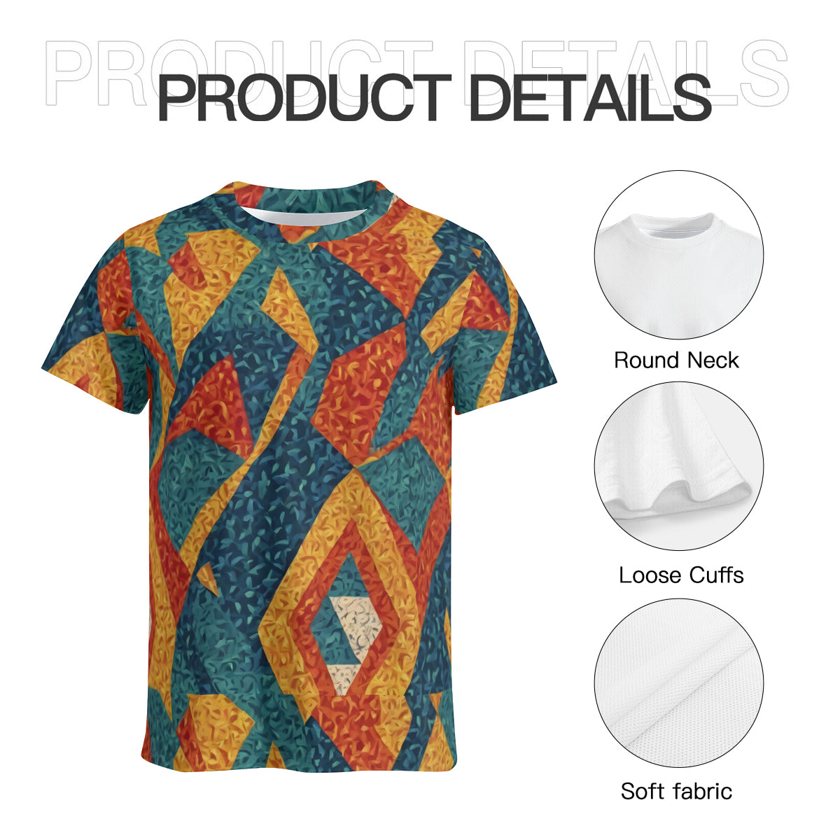 Abstract Pattern Men's T-Shirt (Mesh Fabric) | Polyester