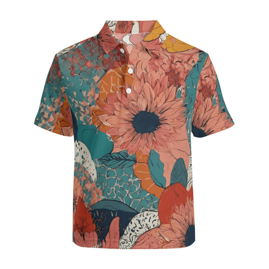 Awesome Floral Men's Premium European Size POLO Shirt | 95% Polyester+5% Spandex