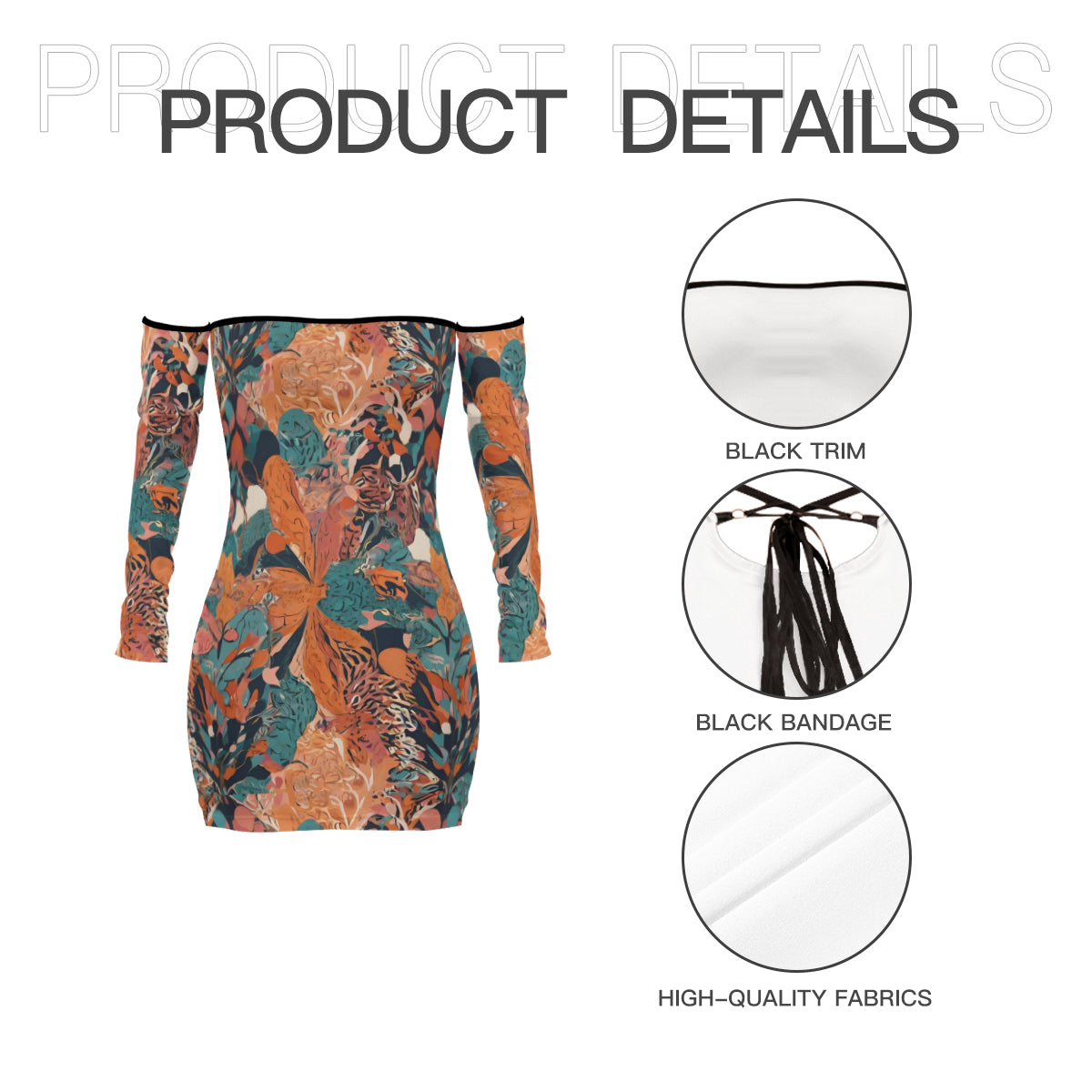 Abstract Vibes Women's Off-shoulder Back Lace-up Dress