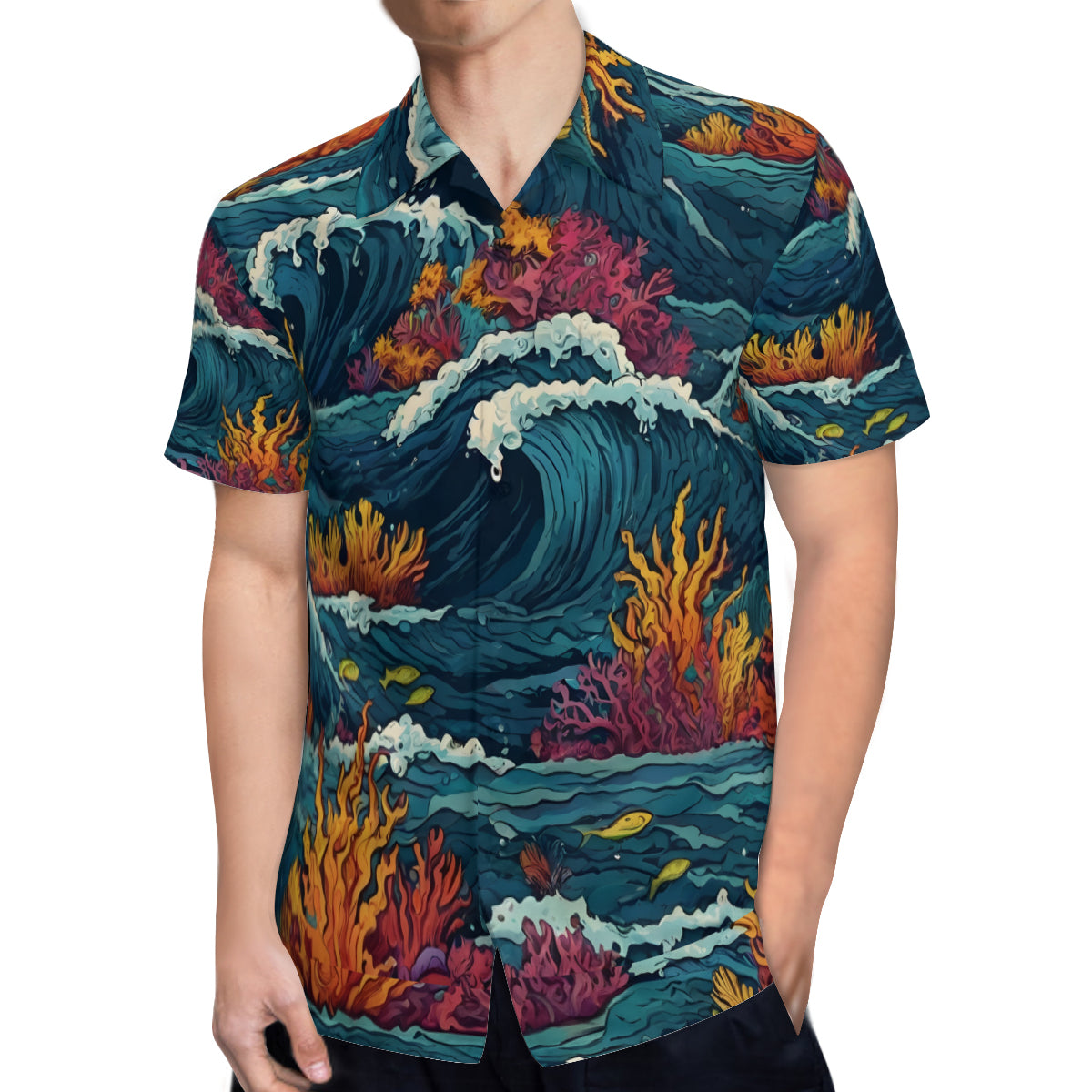 Ocean Waves Hawaiian Shirt | Polyester