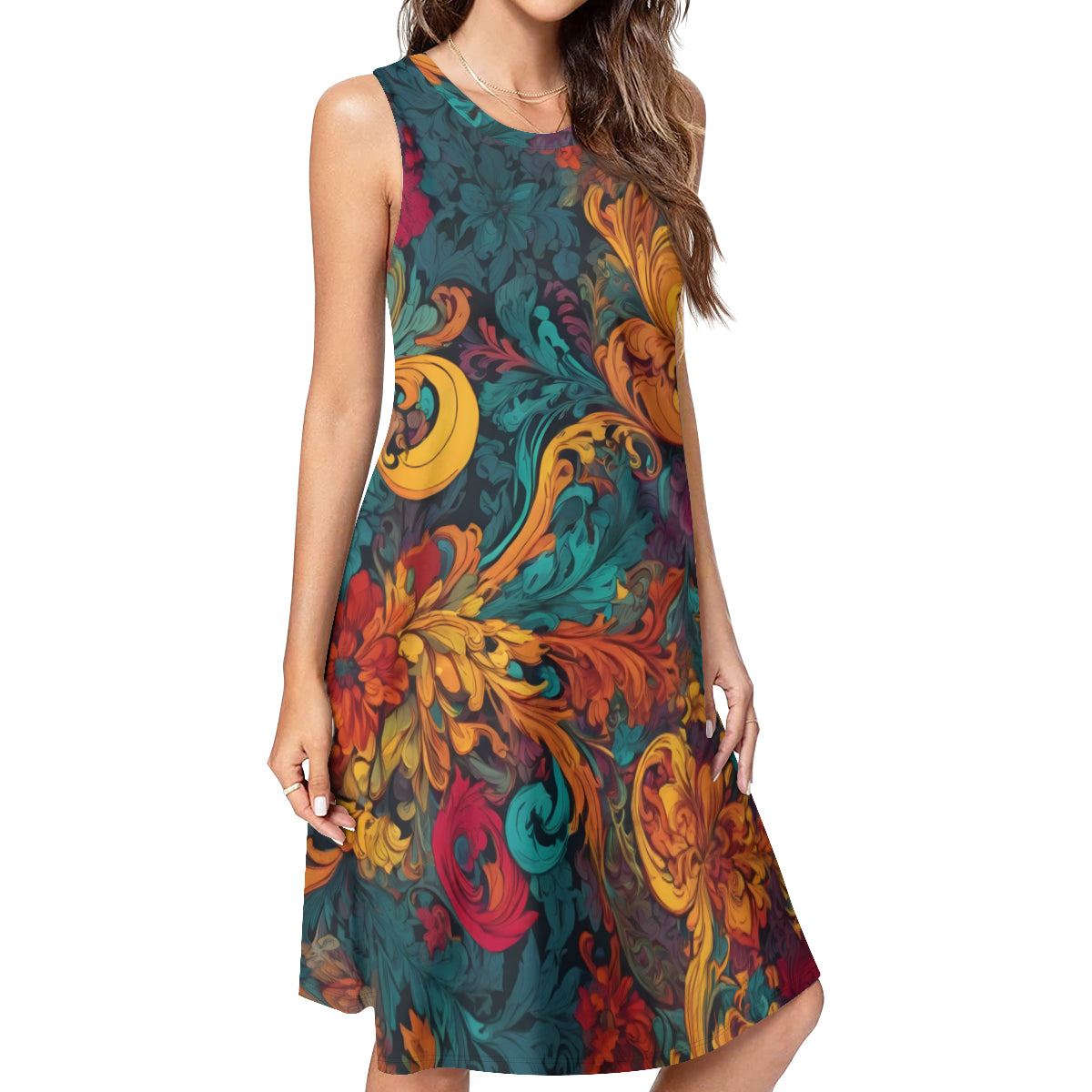 Awesome Flower Design All Over Print Women's Casual Dress | Polyester