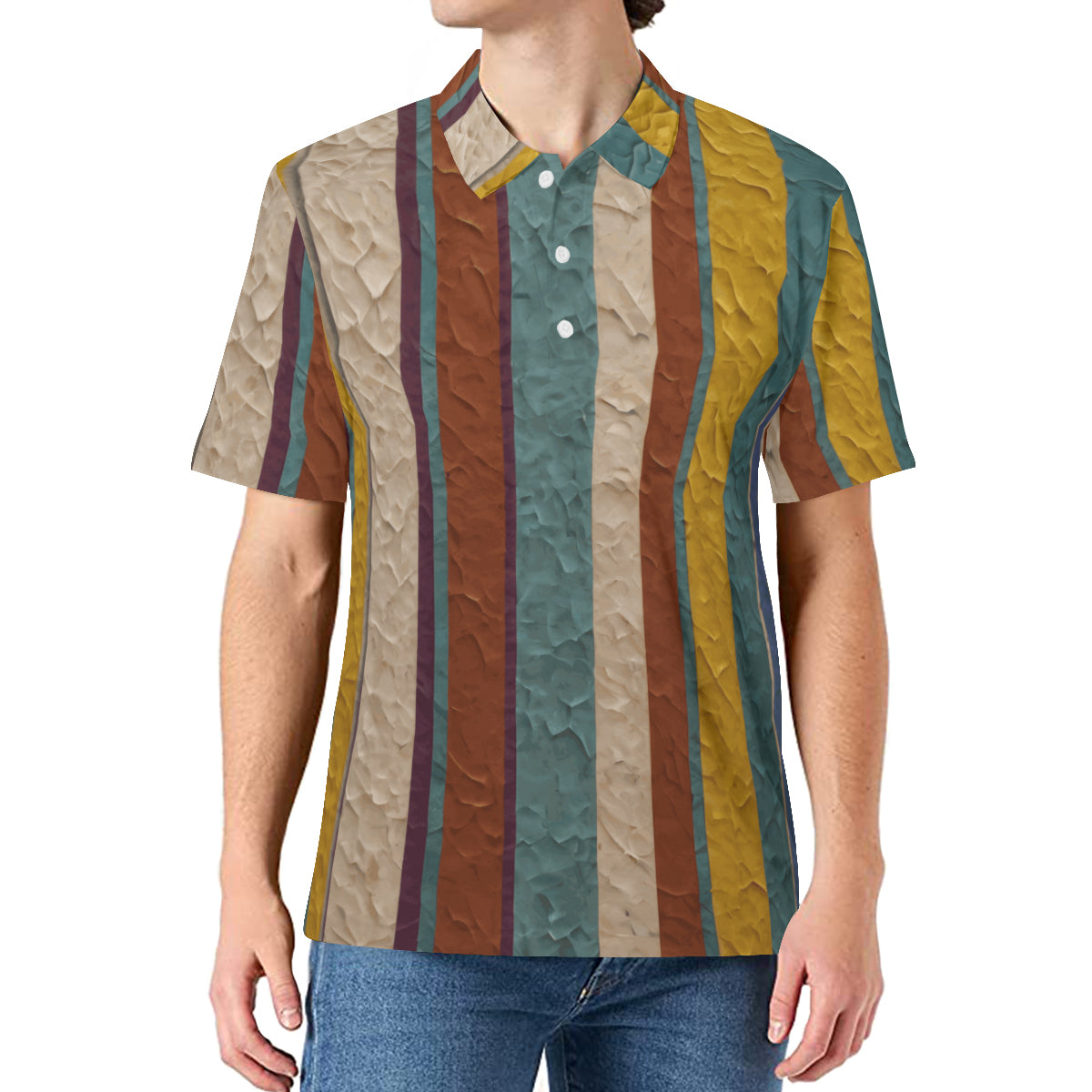 Strip Design Men's Premium European Size POLO Shirt | 95% Polyester+5% Spandex