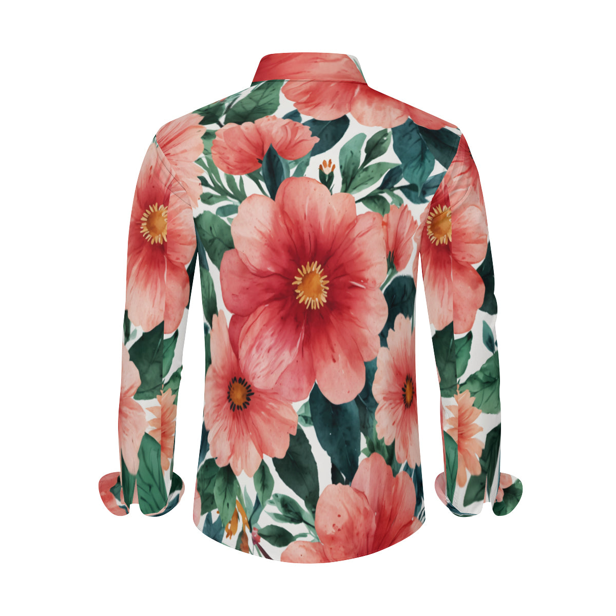 Floral Men's Classic Long-Sleeved Shirt | Polyester