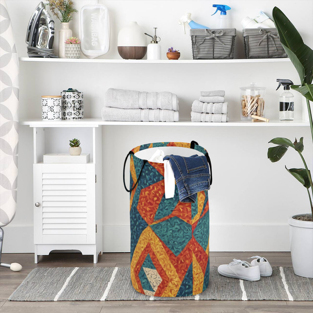 Abstract Pattern Large Capacity Foldable Laundry Basket | Polyester