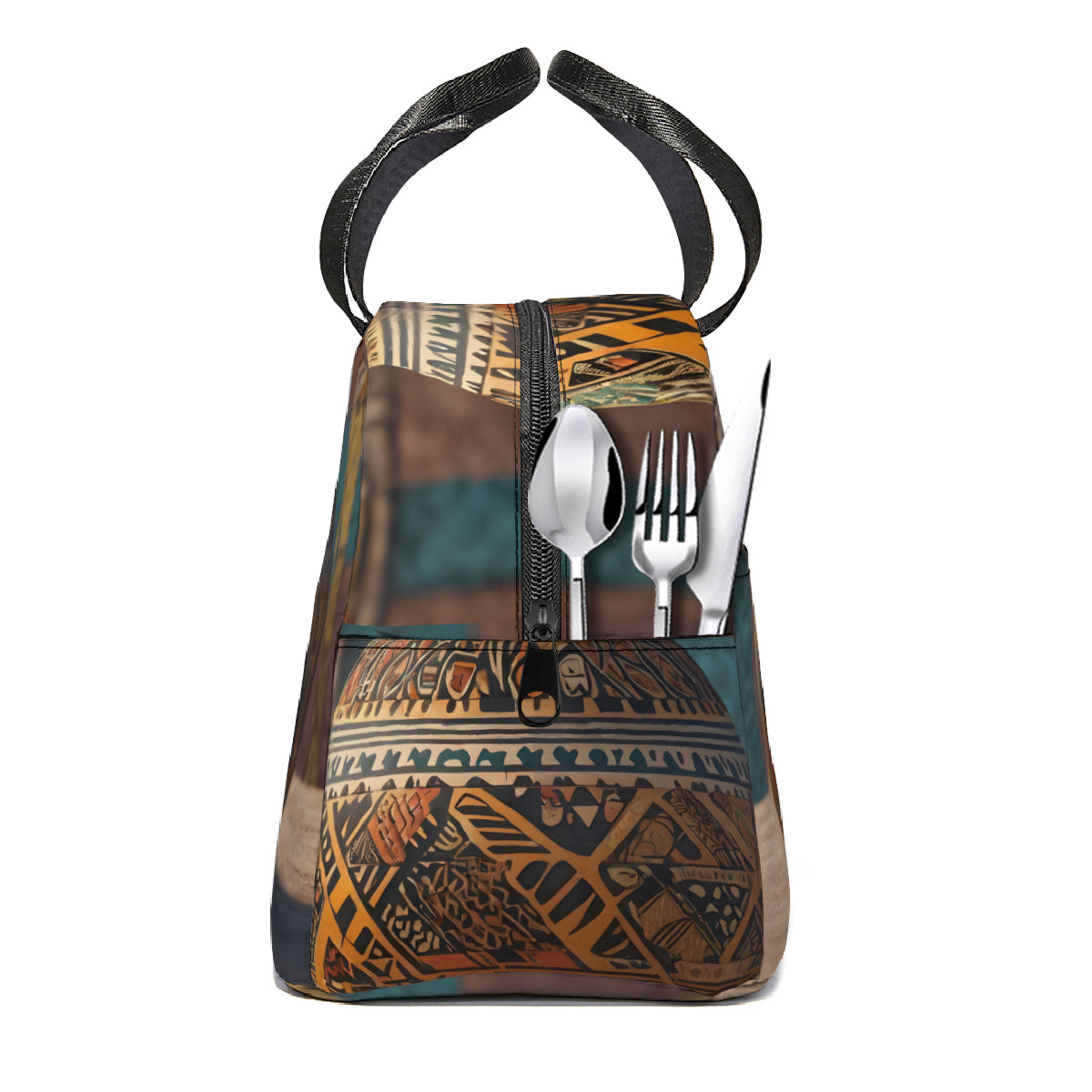 Golden Pot personalised canvas handheld insulated lunch bag (with side pocket)｜Polyester