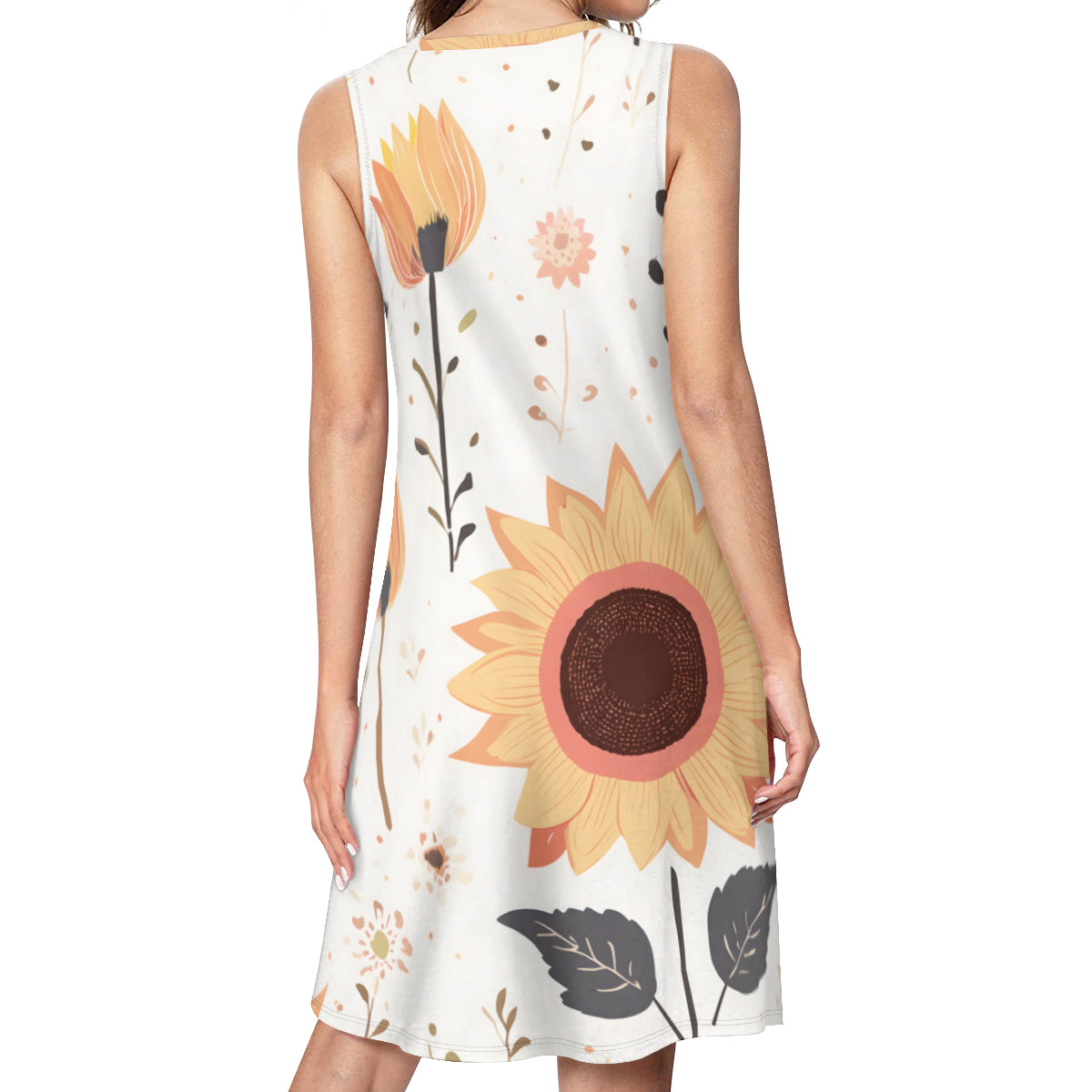 Yellow Floral Women's Casual Dress | Polyester
