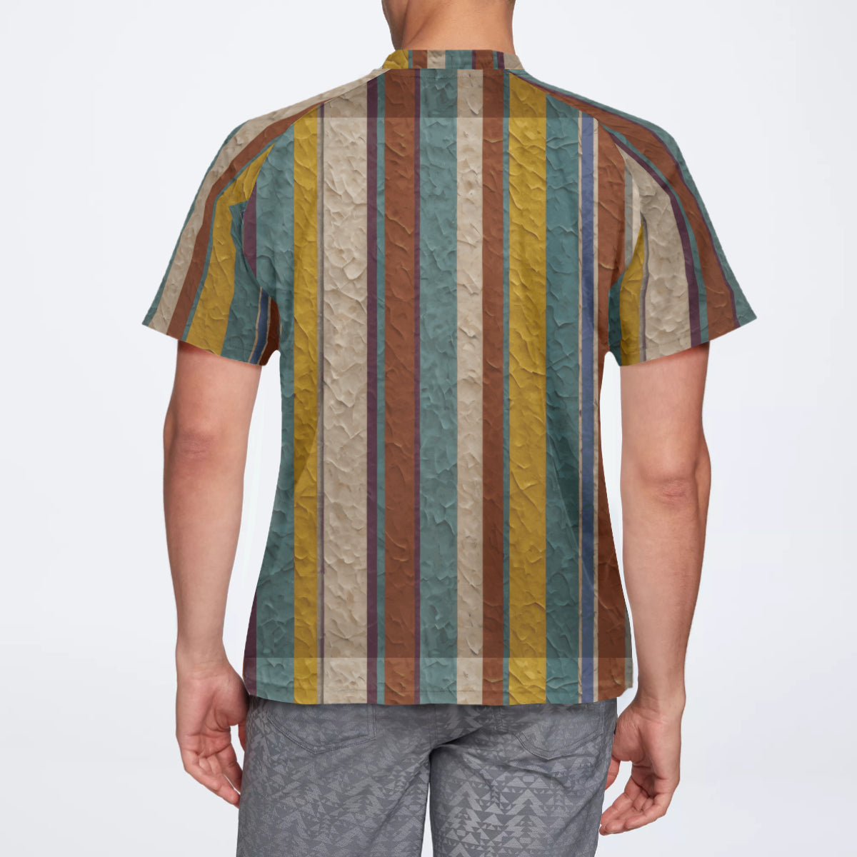 Strip Design Men's V-Neck T-Shirt Men's Jersey | Polyester