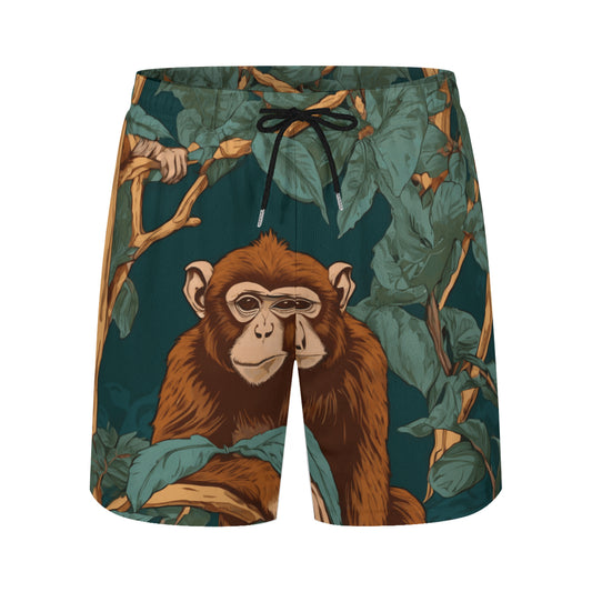 Monkey Vibes Men's Casual Shorts Double-Layer Sports Beach Shorts