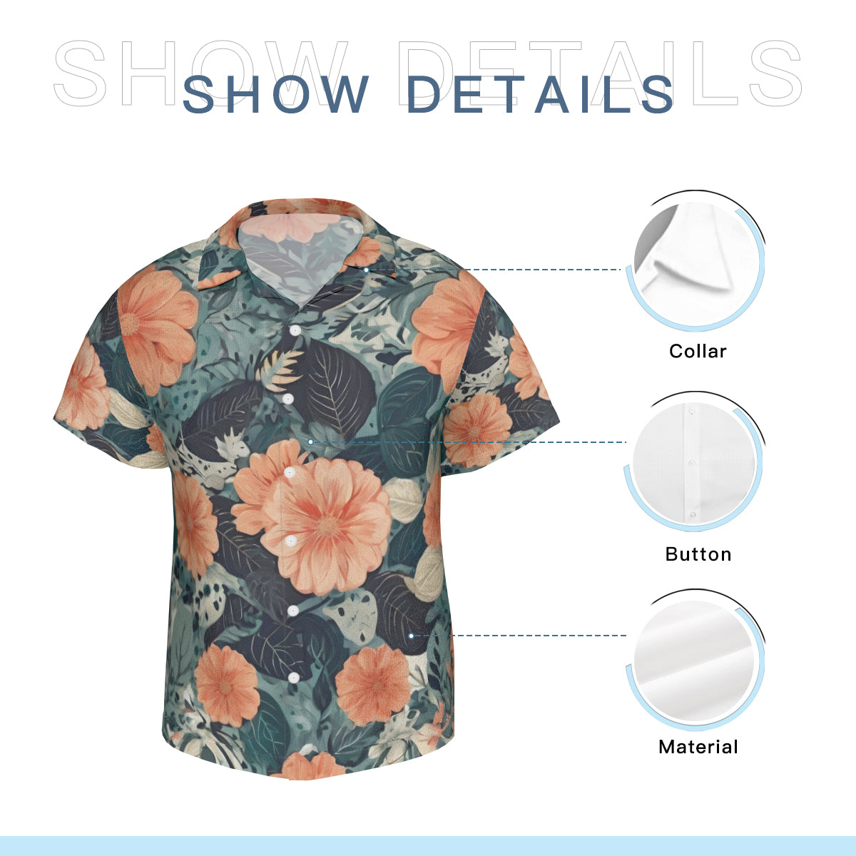 Floral Red Print Hawaiian men's Shirt（No chest pocket) | Polyester