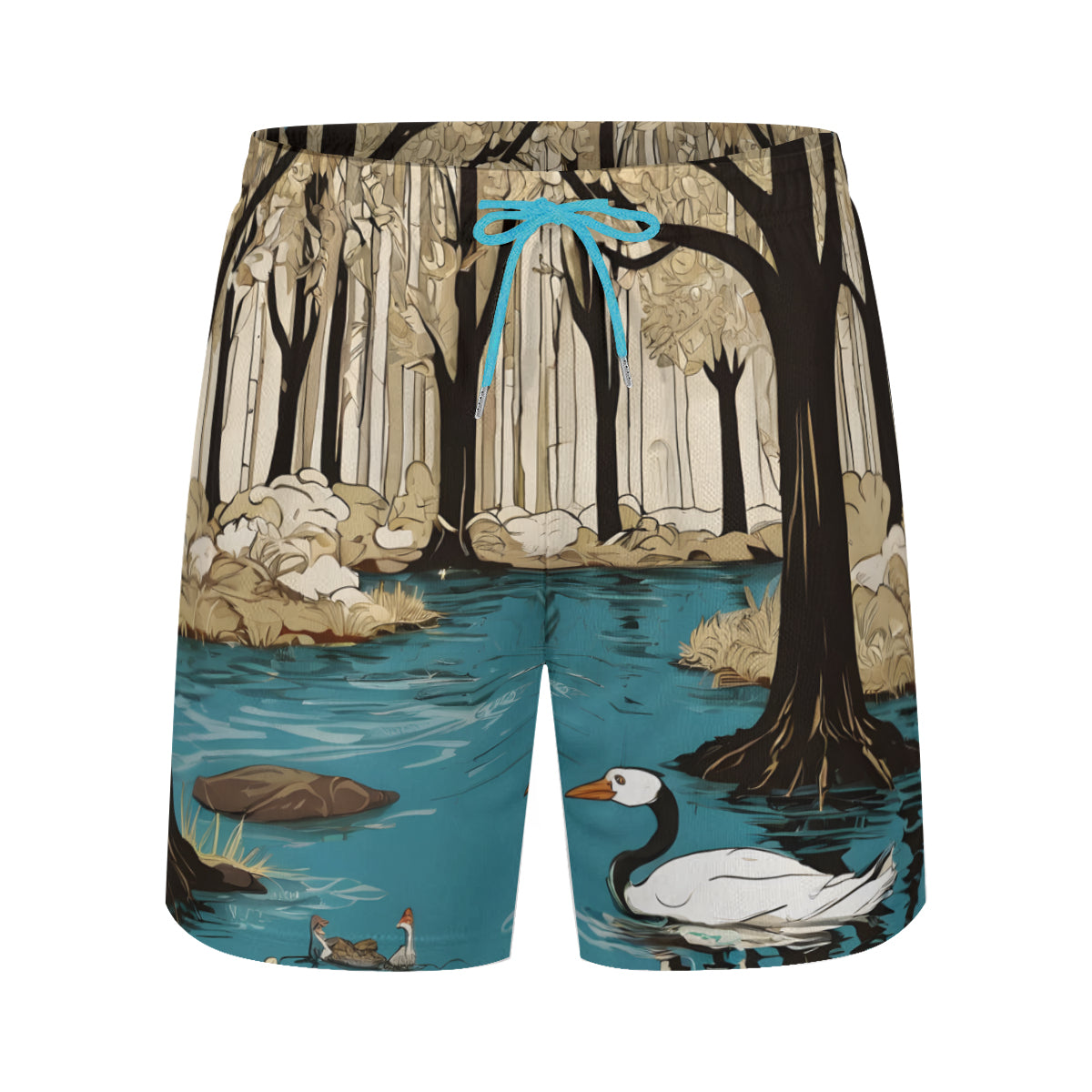 Landscape Wonder Men's Casual Shorts Double-Layer Sports Beach Shorts (Multi-Faceted Design) | Polyester