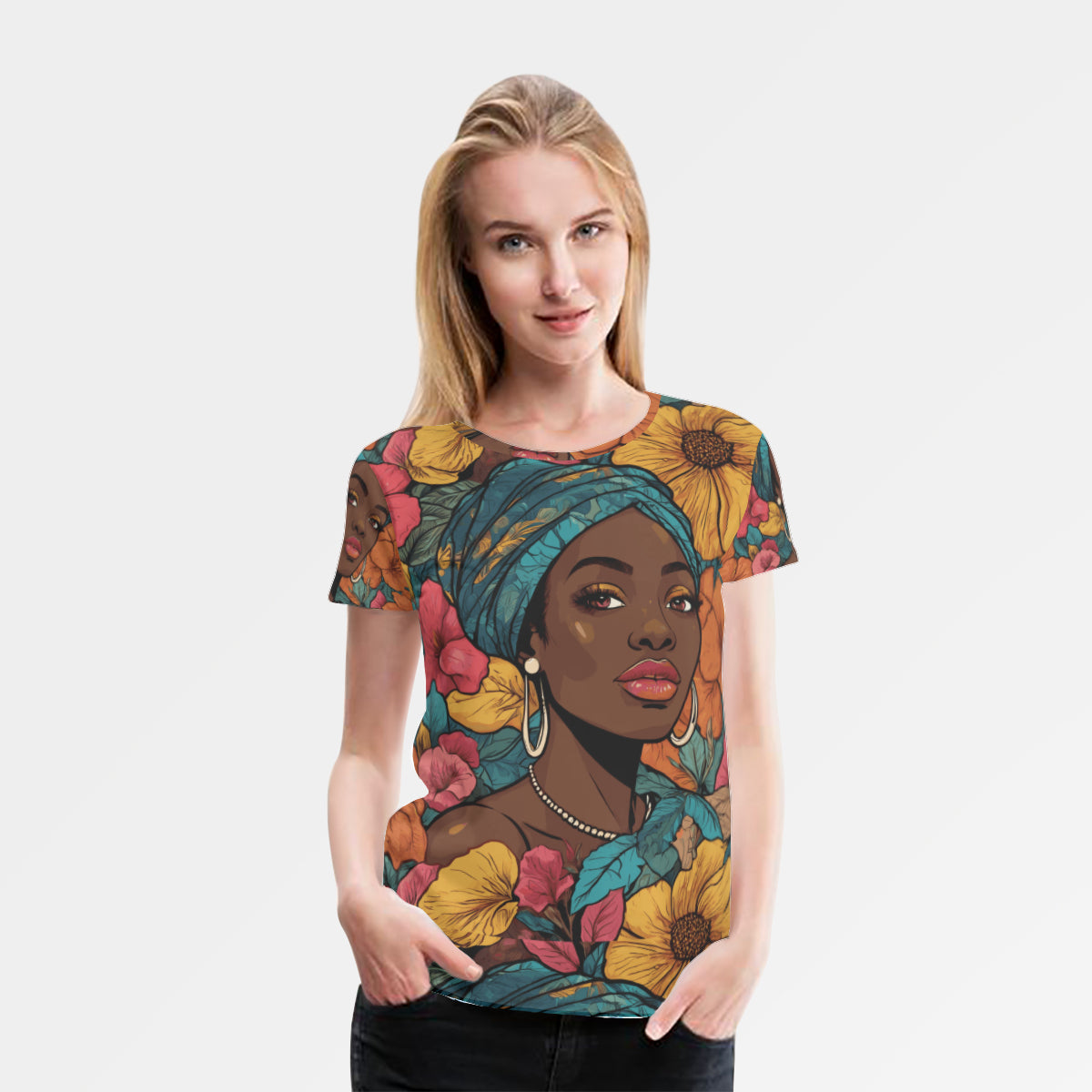 Melanin Queen Women's Short Sleeve T-Shirt(Multi-Faceted Design) | Polyester