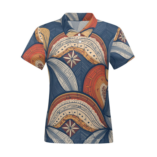 Abstract Pattern Women's Short-Sleeved Polo Shirt