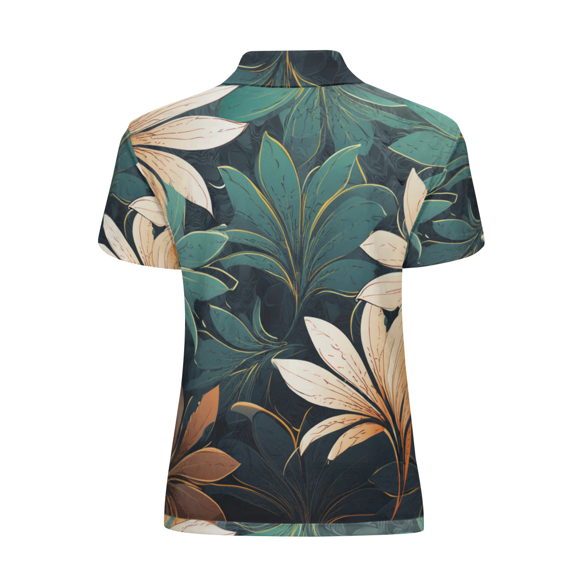 Floral Green Women's Short-Sleeved Polo Shirt