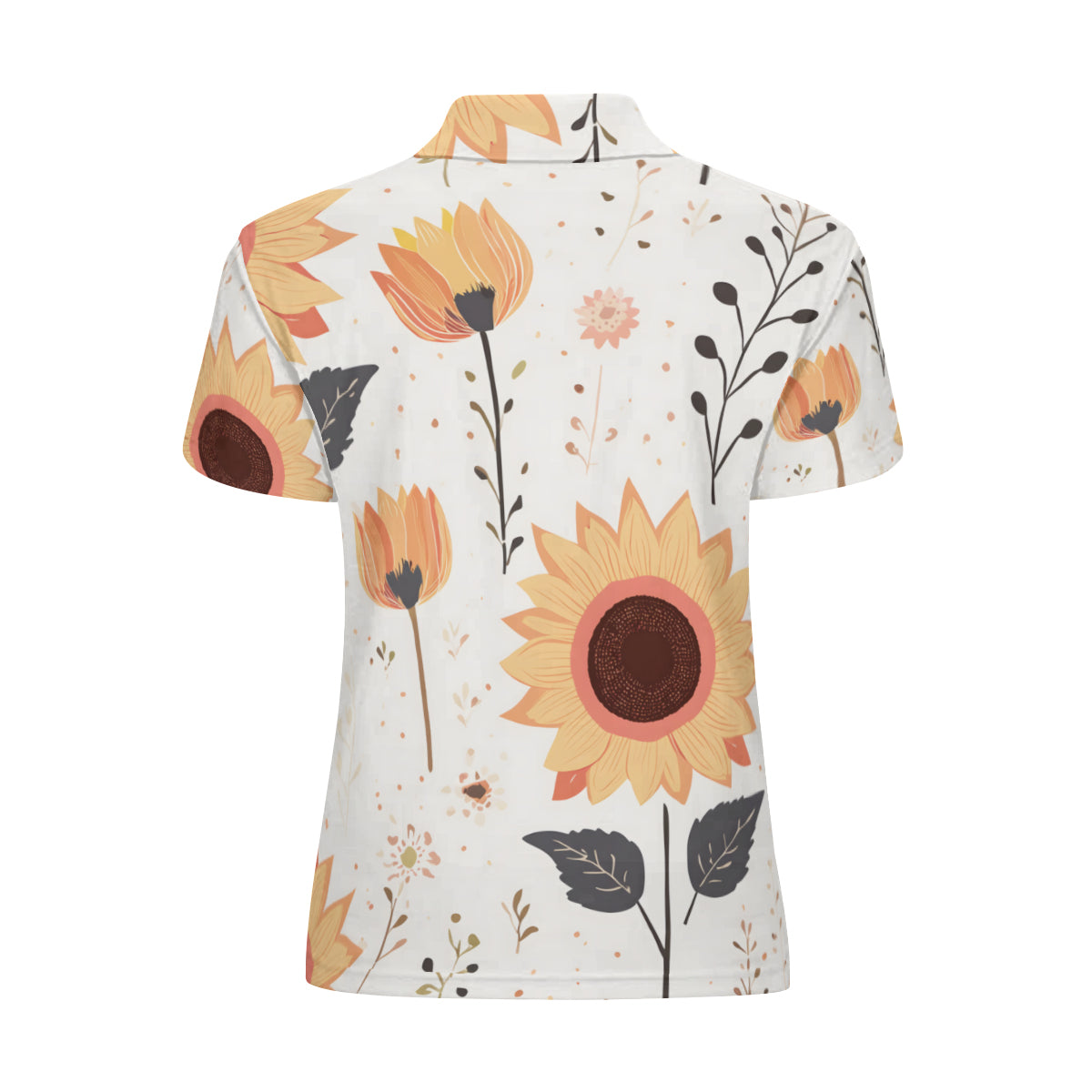 Yellow Floral Women's Short-Sleeved Polo Shirt