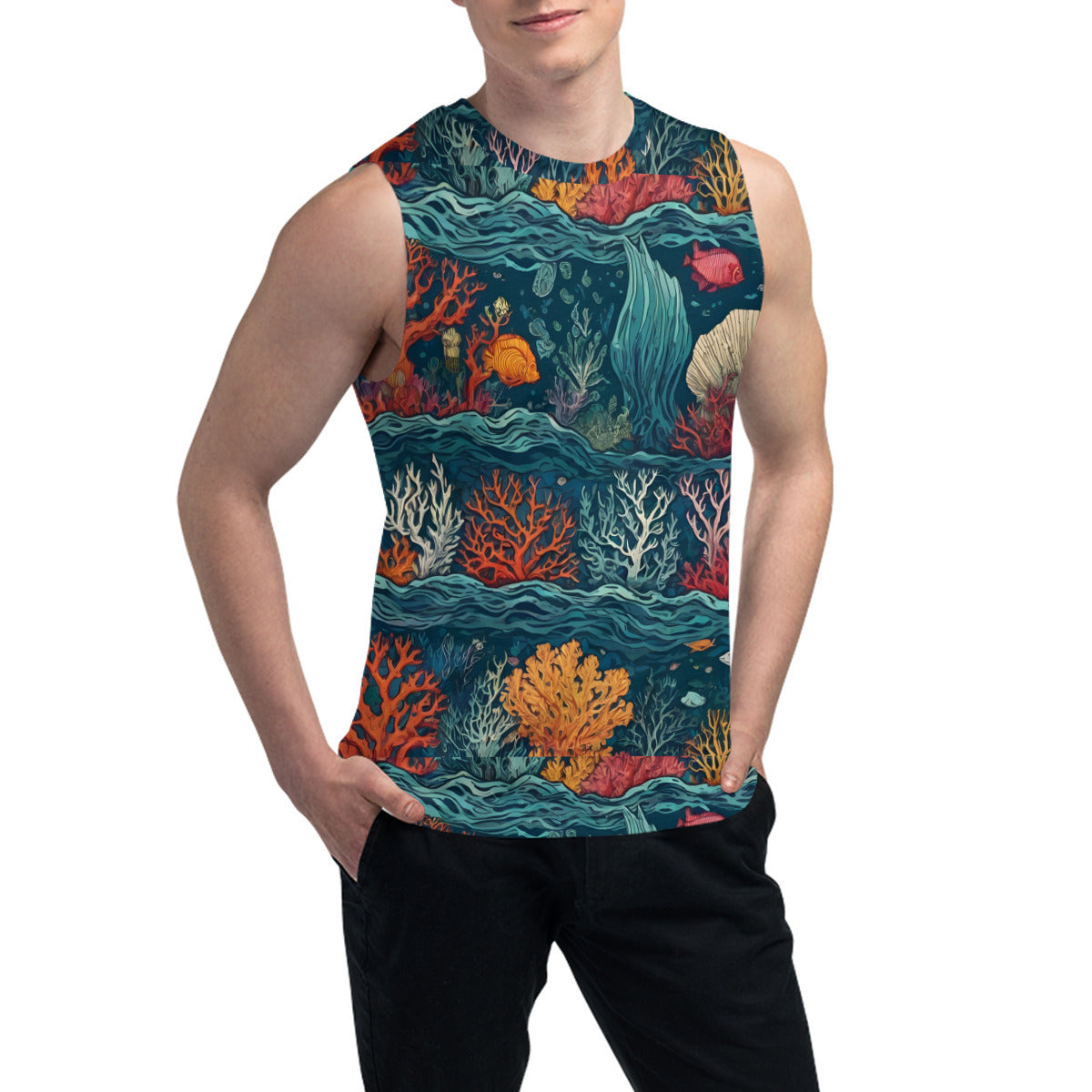 Under Sea Beauty All-Over Print Men's Sleeveless Vest｜Polyester