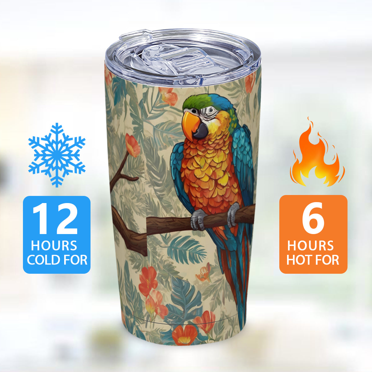 Parrot Design Outdoor Travel Carry Tumbler (600ml/20oz) | Stainless Steel 304
