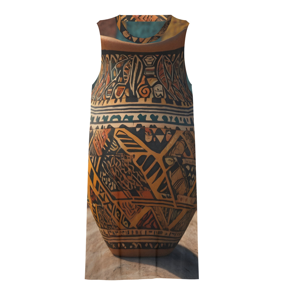 Golden Pot Print Women's Casual Dress | Polyester