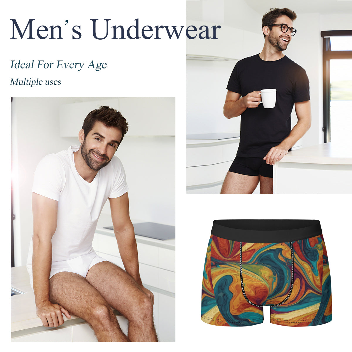 Colorful Design Men's Underwear (Front and Back Design)丨Polyester