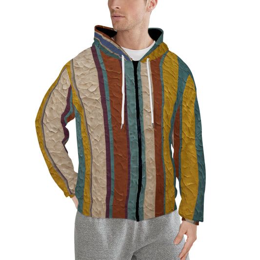 Strip Design Men's Zip Hoodie