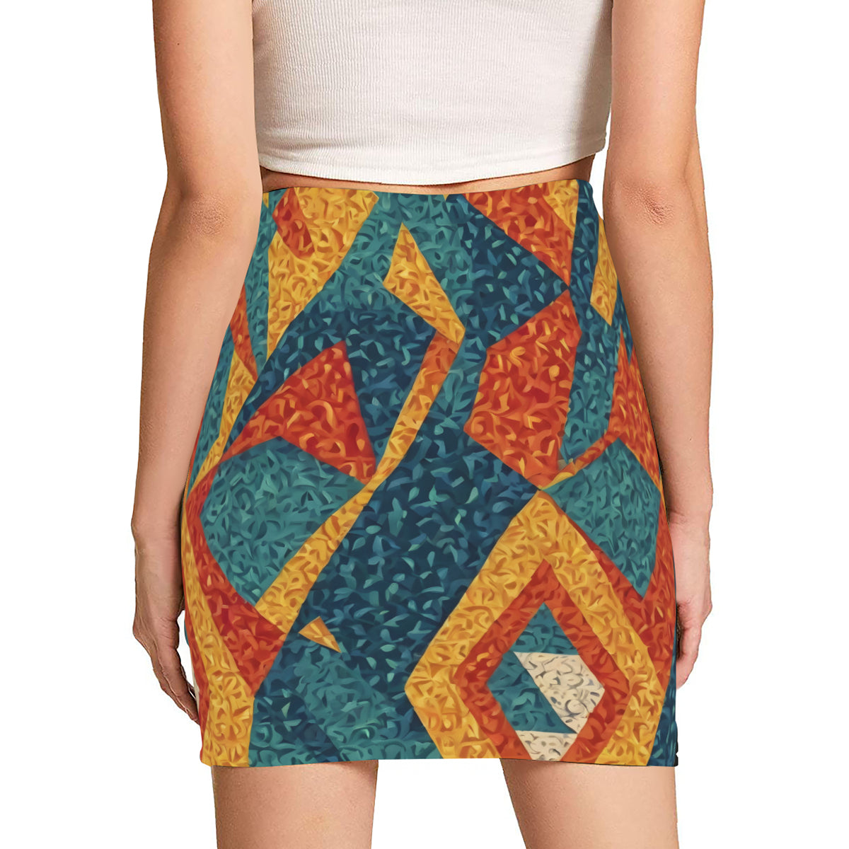 Abstract Pattern Wrap Hip Skirt｜Polyester