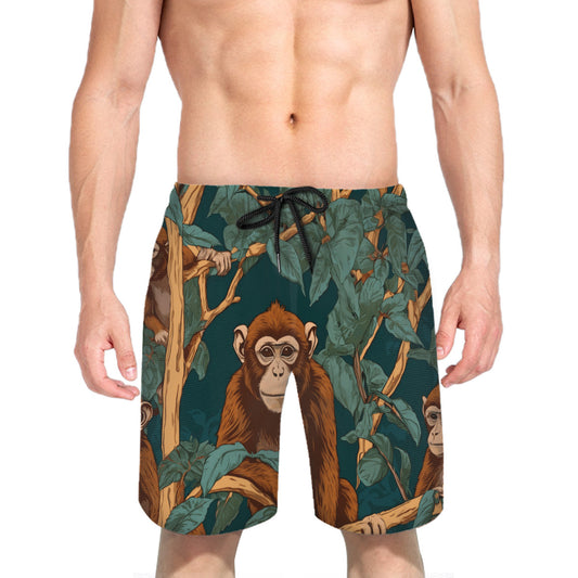 Monkey Vibes Men's Peach Skin Beach Shorts