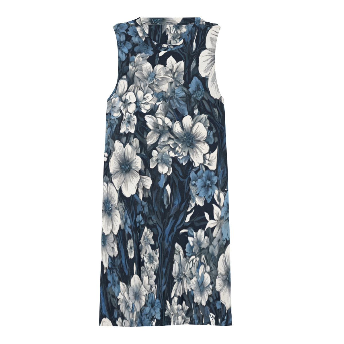 Floral Blue All-Over Print Women's Casual Dress | Polyester