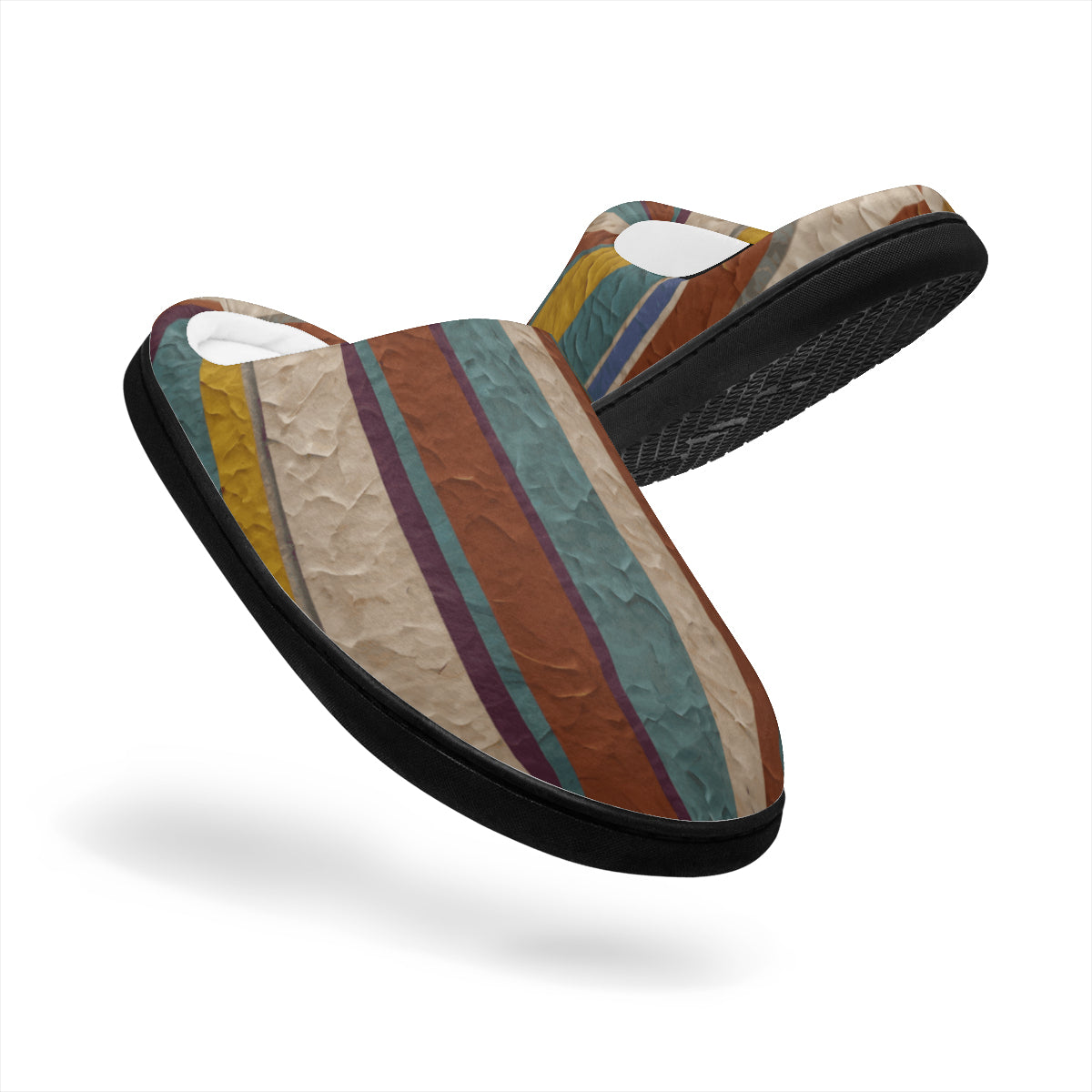 Strip Design Personalized Warm Cotton Slippers | Flannel