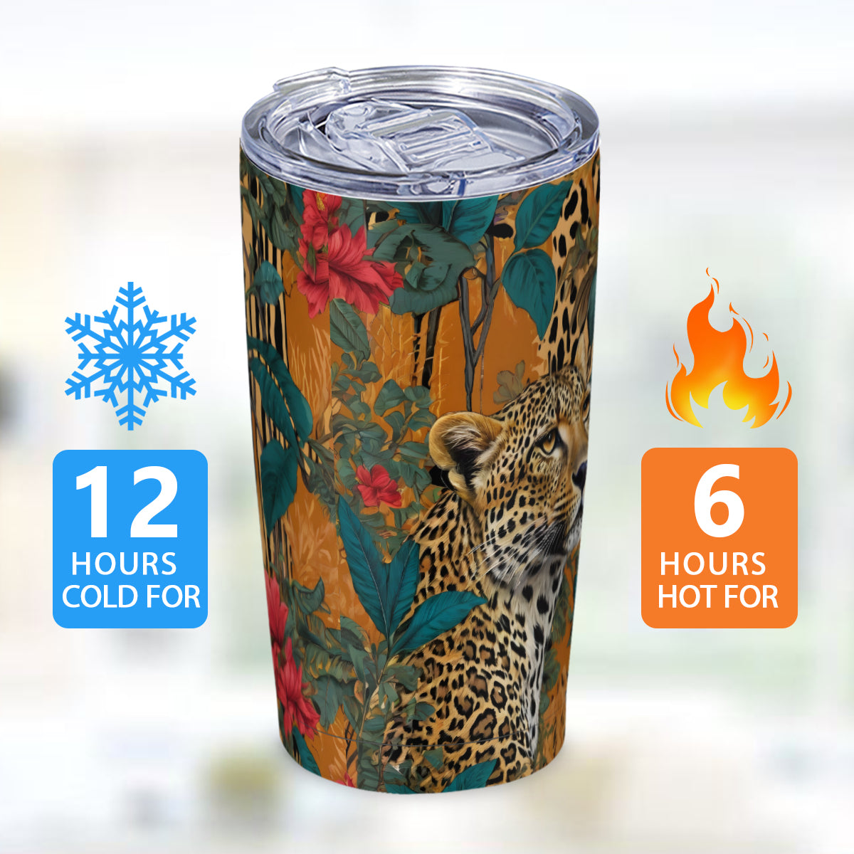 Warrior Leopard Outdoor Travel Carry Tumbler (600ml/20oz) | Stainless Steel 304