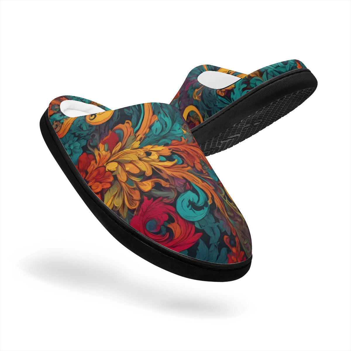 Awesome Flower Design Personalized Warm Cotton Slippers | Flannel