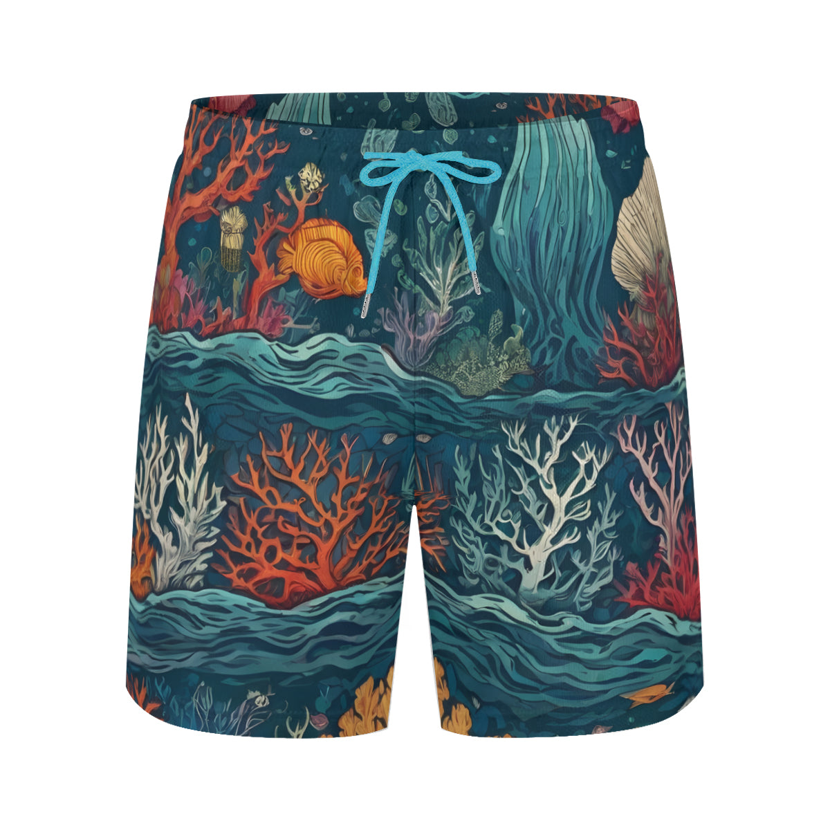 Under Sea BeautyAll-Over Print Men's Casual Shorts Double-Layer Sports Beach Shorts (Multi-Faceted Design) | Polyester