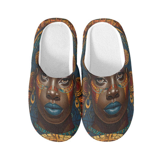 African Image Personalized Warm Cotton Slippers | Flannel