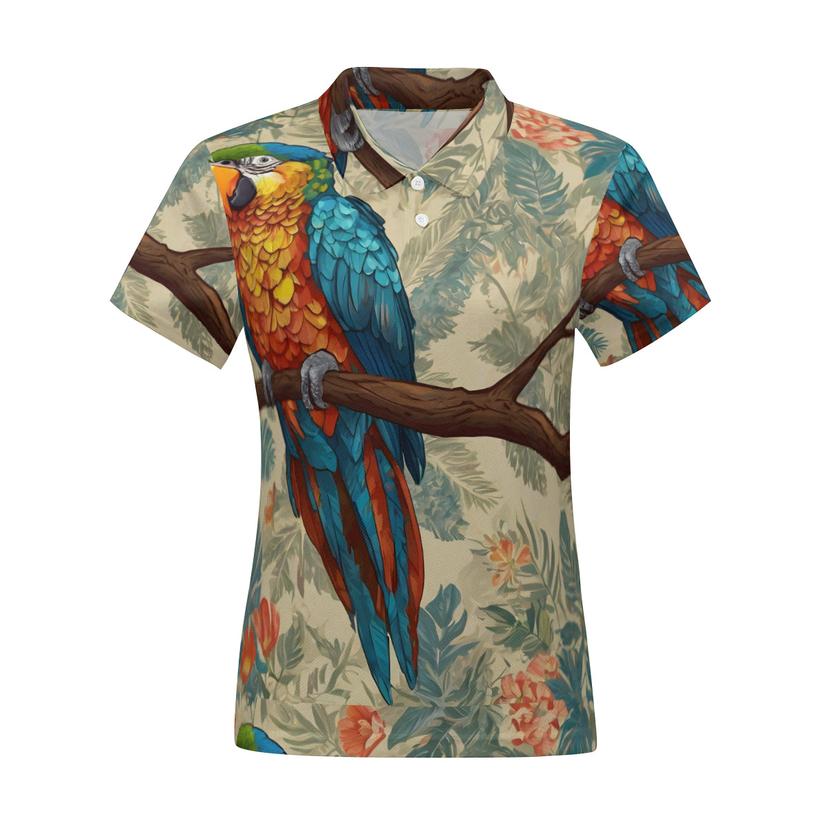 Parrot Design Women's Short-Sleeved Polo Shirt