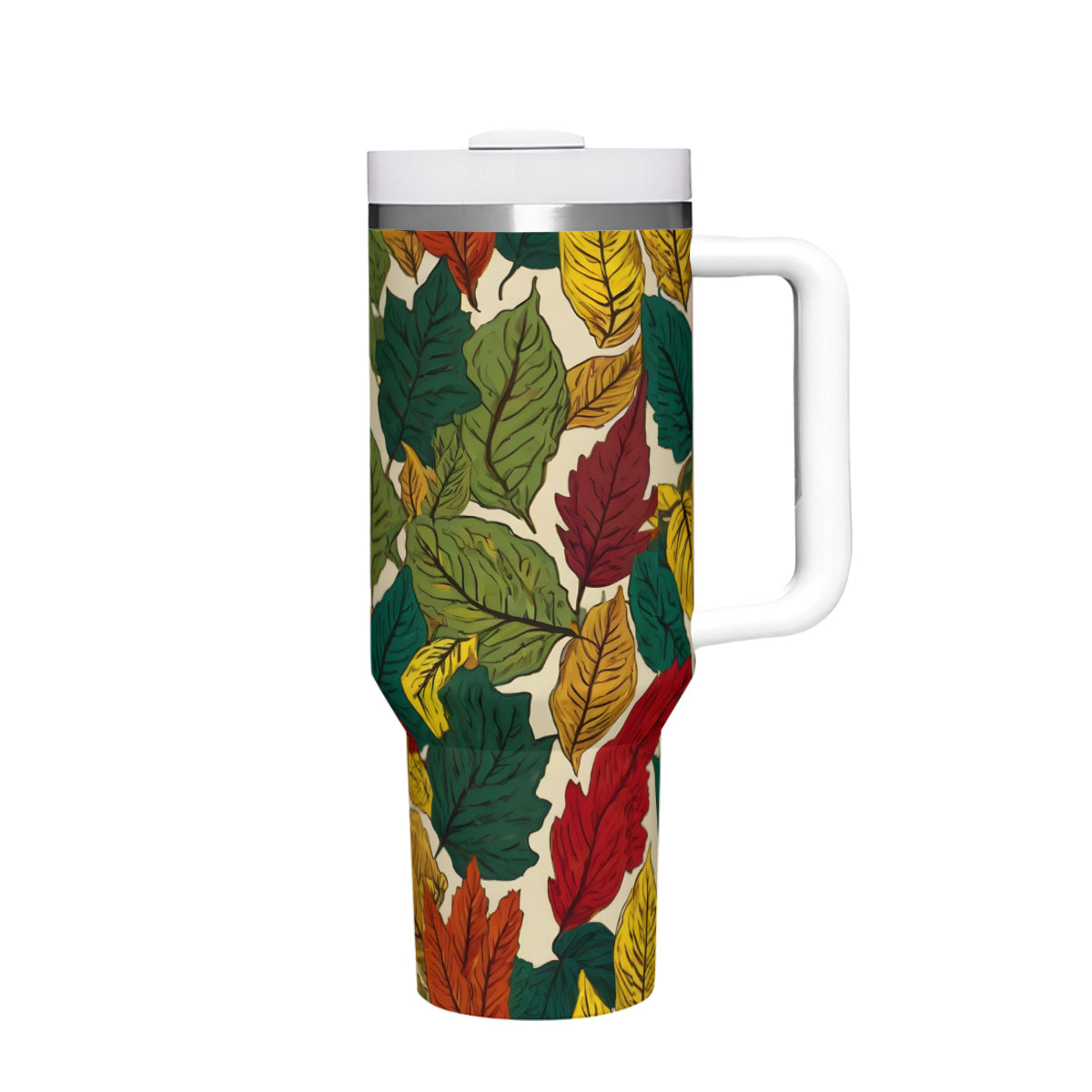 Awesome Leaves Large Capacity Tumbler with Handle(1100ml/40oz) | Stainless Steel 304