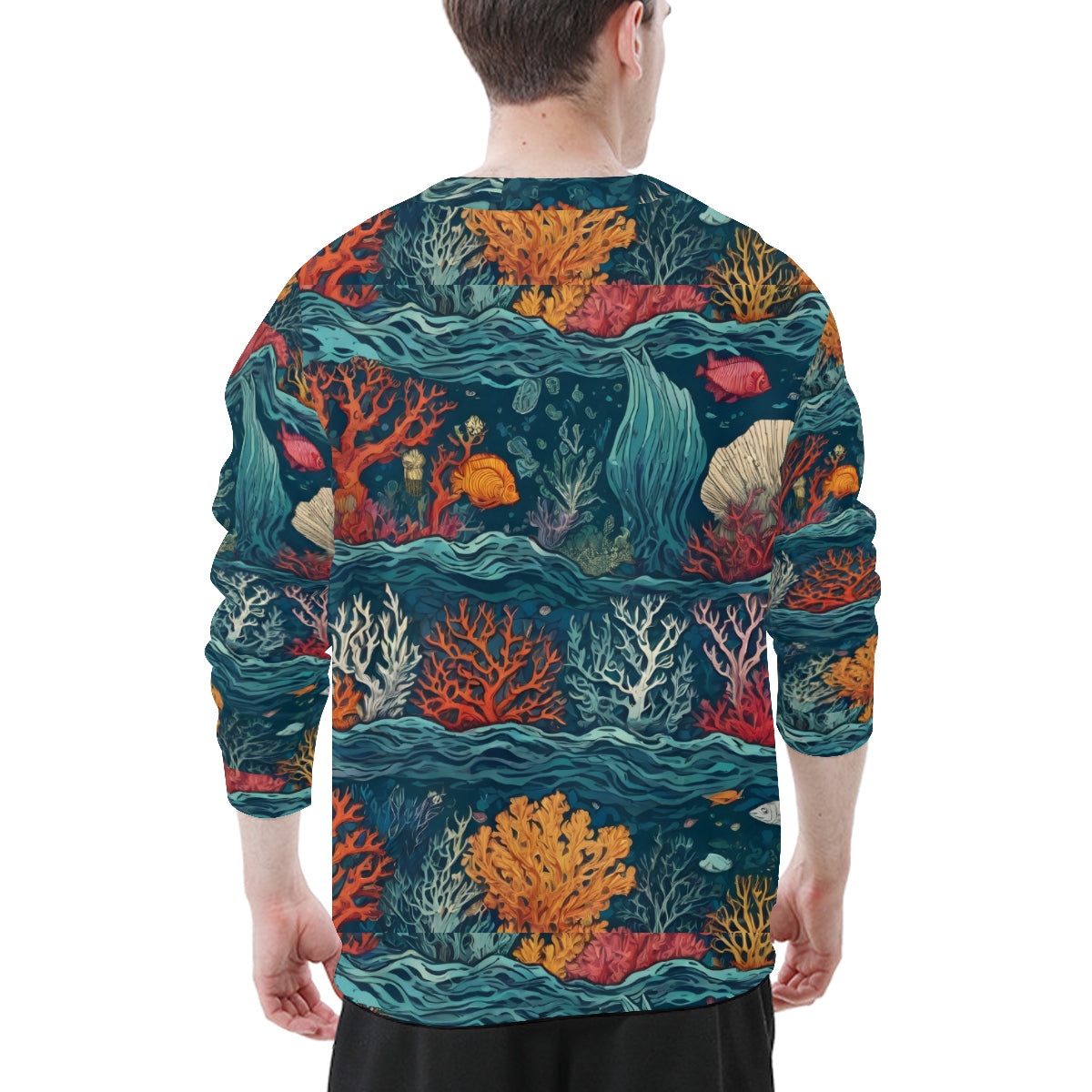Under Sea Beauty Men's O-Neck EU Size Long-Sleeved T-Shirt | 180GSM Cotton