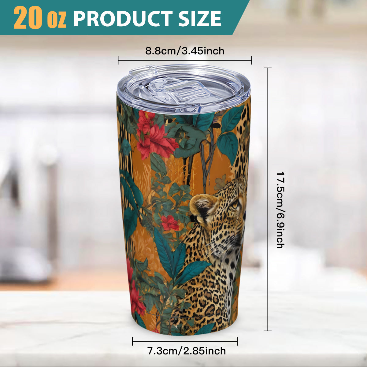 Warrior Leopard Outdoor Travel Carry Tumbler (600ml/20oz) | Stainless Steel 304