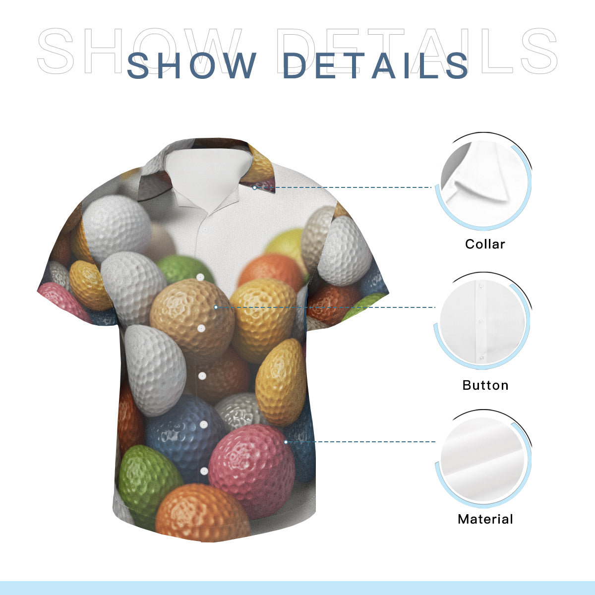 Golf Balls Short Sleeves Shirt（No chest pocket) | Polyester