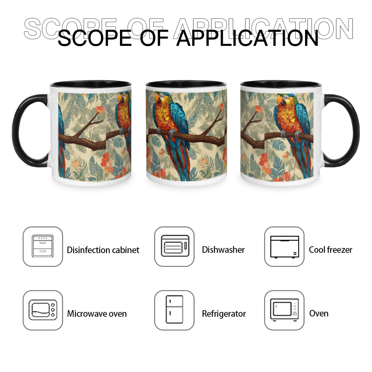 Parrot Design Personalized Two-Tone Mug (325ml/11oz) | Ceramic