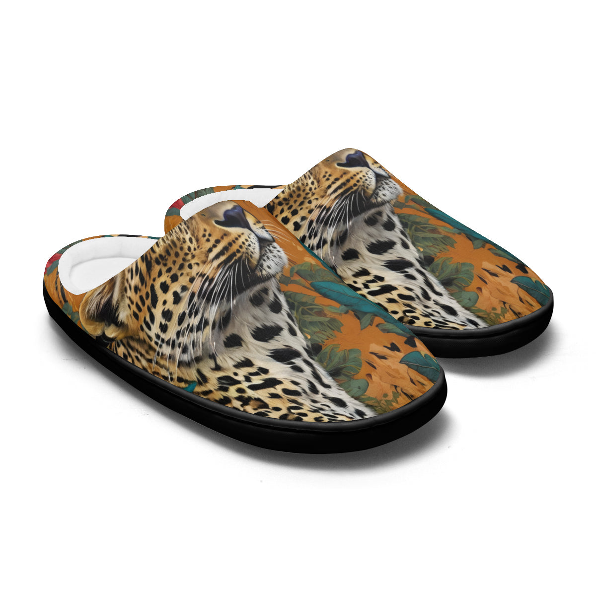 Warrior Leopard Personalized Warm Cotton Slippers | Flannel