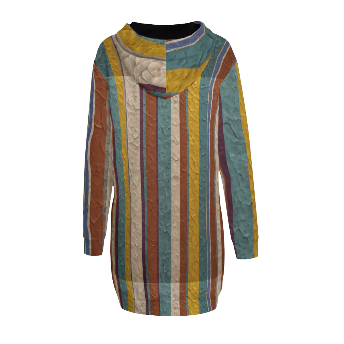 Strip Design Women Long Sleeve Casual Hoodie Sweatshirt Dress